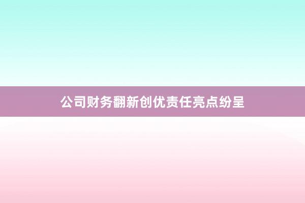 公司财务翻新创优责任亮点纷呈