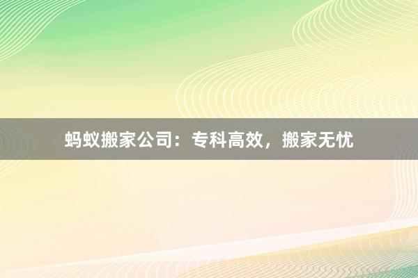 蚂蚁搬家公司：专科高效，搬家无忧