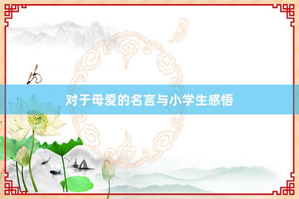 对于母爱的名言与小学生感悟